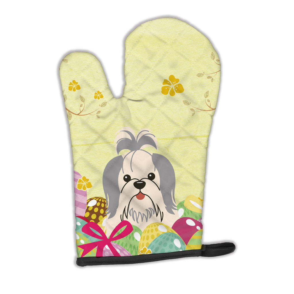 Easter Eggs Shih Tzu Silver White Oven Mitt Heat Resistant Thick Oven Mitt for Hot Pans and Oven, Kitchen Mitt Protect Hands, Cooking Baking Glove