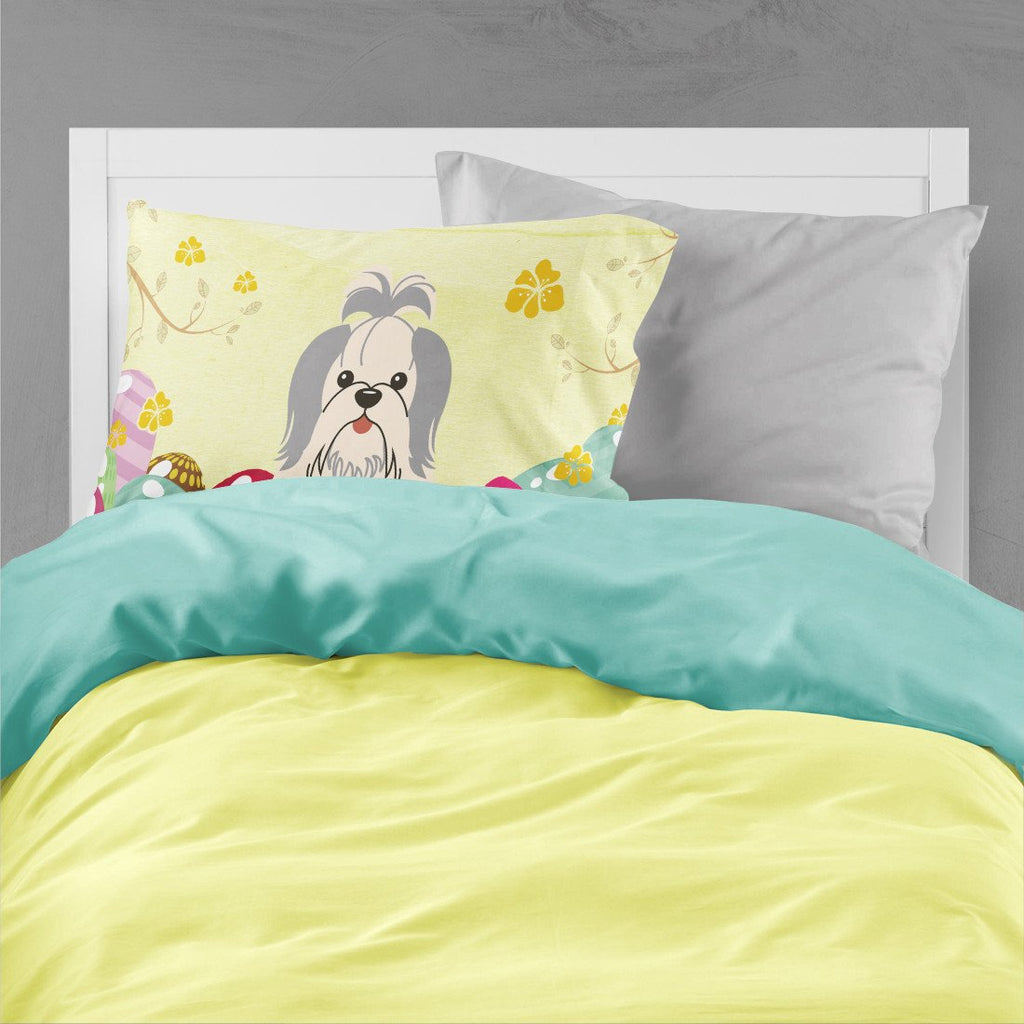 Easter Eggs Shih Tzu Silver White Standard Pillowcase Lightweight Super Soft Easy Care Decorative Artwork Pillowcase, Standard
