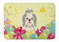 Easter Eggs Shih Tzu Silver White Memory Foam Kitchen Mat Machine Washable Anti-Fatigue Cushion Comfort Bath or Kitchen Rug