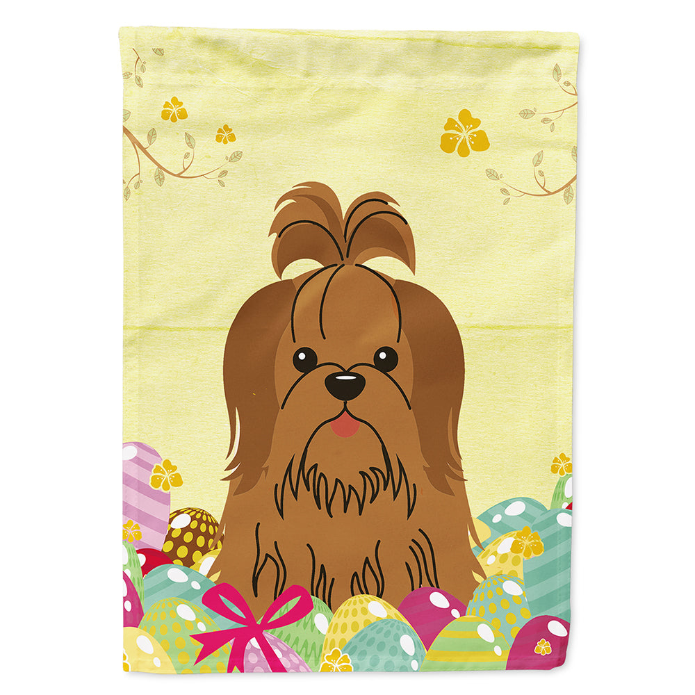 Easter Eggs Shih Tzu Silver Chocolate House Flag 28x40 Porch Sleeve Pole Decorative Outside Yard Banner Artwork Wall Hanging, Polyester
