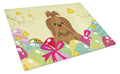 Easter Eggs Shih Tzu Silver Chocolate Cutting Board Tempered Glass Kitchen Cutting Surface, Heat Resistant Chopping, Non-Slip Feet, Food Prep & Serving