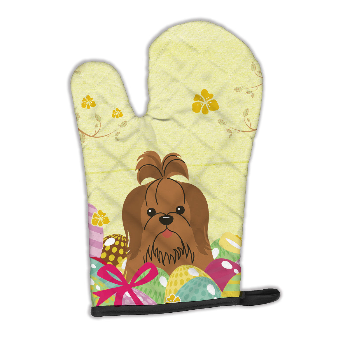 Easter Eggs Shih Tzu Silver Chocolate Oven Mitt Heat Resistant Thick Oven Mitt for Hot Pans and Oven, Kitchen Mitt Protect Hands, Cooking Baking Glove