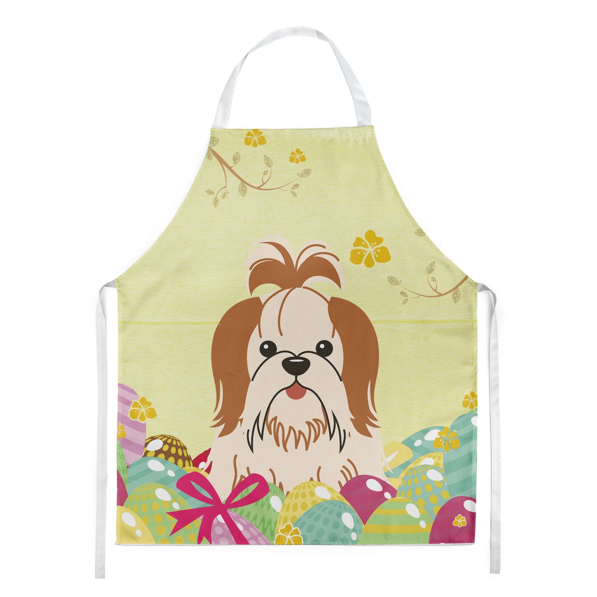Easter Eggs Shih Tzu Red White Apron Cooking Kitchen Server Baking Crafts Gardening for Adult Women Men, Unisex, Large, Multicolor