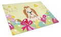 Easter Eggs Shih Tzu Red White Cutting Board Tempered Glass Kitchen Cutting Surface, Heat Resistant Chopping, Non-Slip Feet, Food Prep & Serving