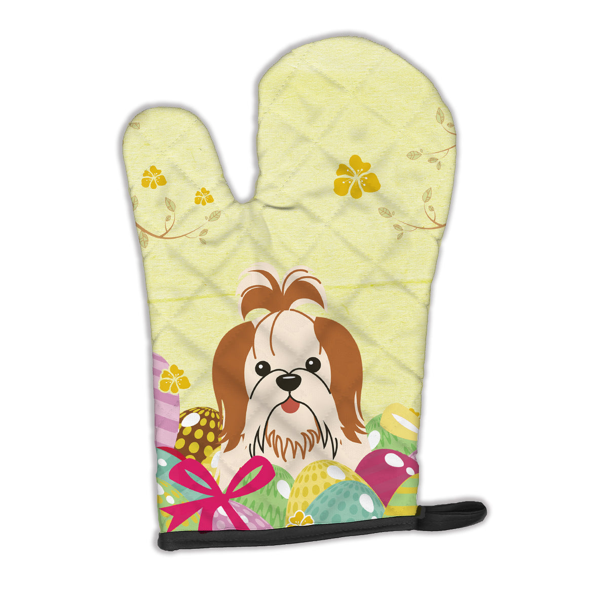 Easter Eggs Shih Tzu Red White Oven Mitt Heat Resistant Thick Oven Mitt for Hot Pans and Oven, Kitchen Mitt Protect Hands, Cooking Baking Glove