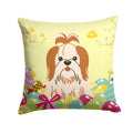 Easter Eggs Shih Tzu Red White Decorative Throw Pillow 14x14 Indoor Outdoor Accent Cushion, Fabric Cover with Insert for Sofa, Bed, Porch & Living Room