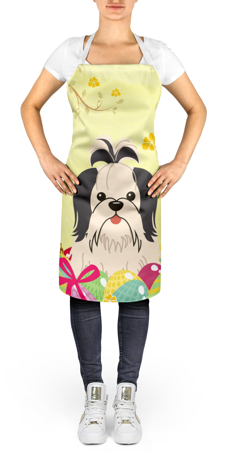 Easter Eggs Shih Tzu Black White Apron Cooking Kitchen Server Baking Crafts Gardening for Adult Women Men, Unisex, Large, Multicolor