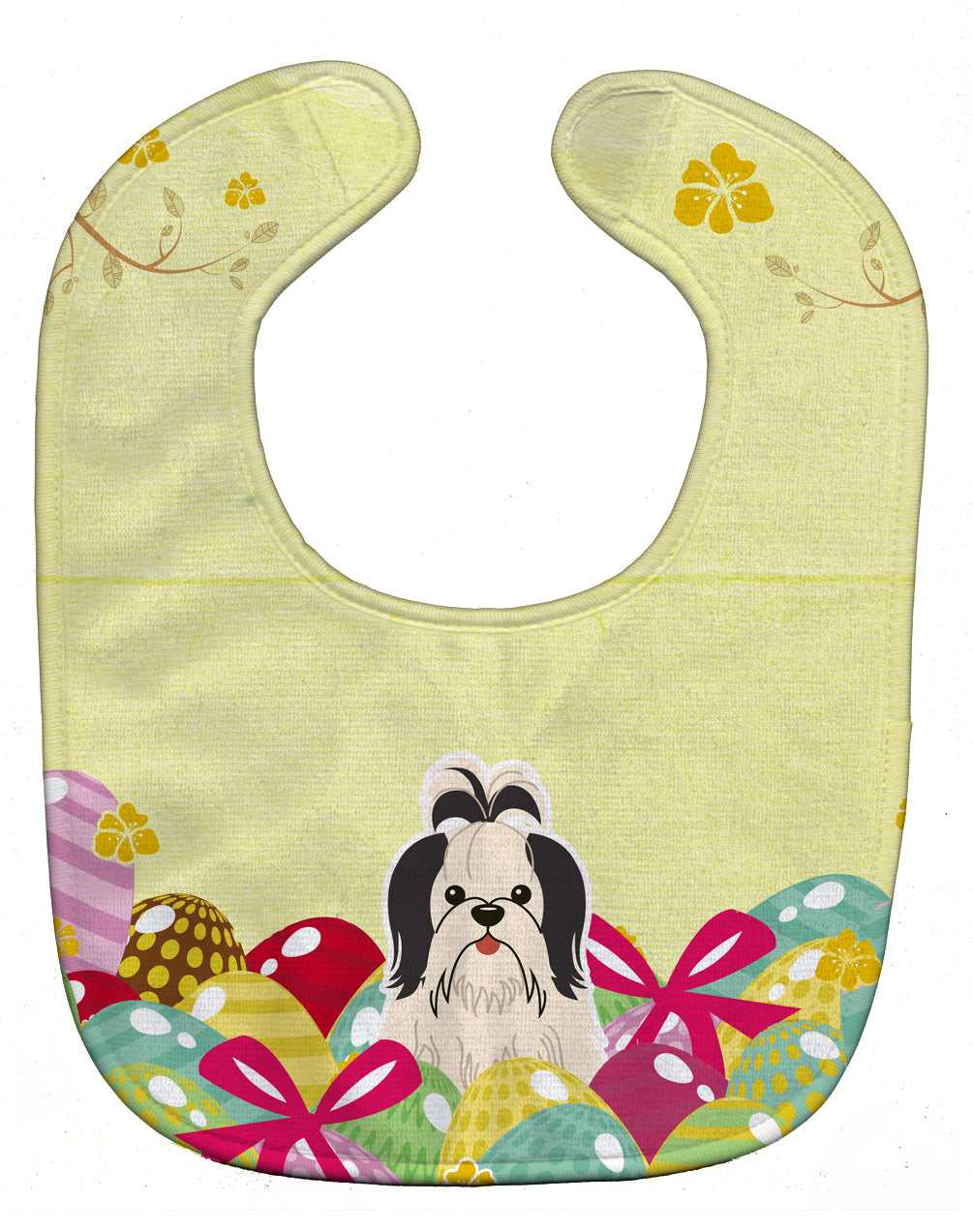 Easter Eggs Shih Tzu Black White Baby Bib Easy-Clean Baby Bib Baby Feeding Accessory Baby Mealtime Essential, 10 x 13, Multicolor