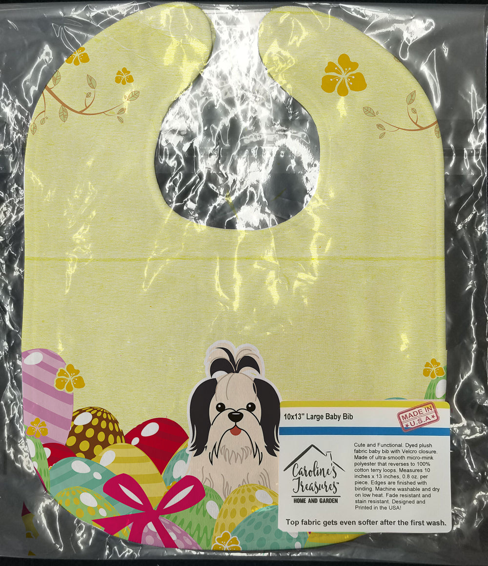 Easter Eggs Shih Tzu Black White Baby Bib Easy-Clean Baby Bib Baby Feeding Accessory Baby Mealtime Essential, 10 x 13, Multicolor