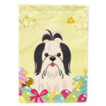 Easter Eggs Shih Tzu Black White House Flag 28x40 Porch Sleeve Pole Decorative Outside Yard Banner Artwork Wall Hanging, Polyester