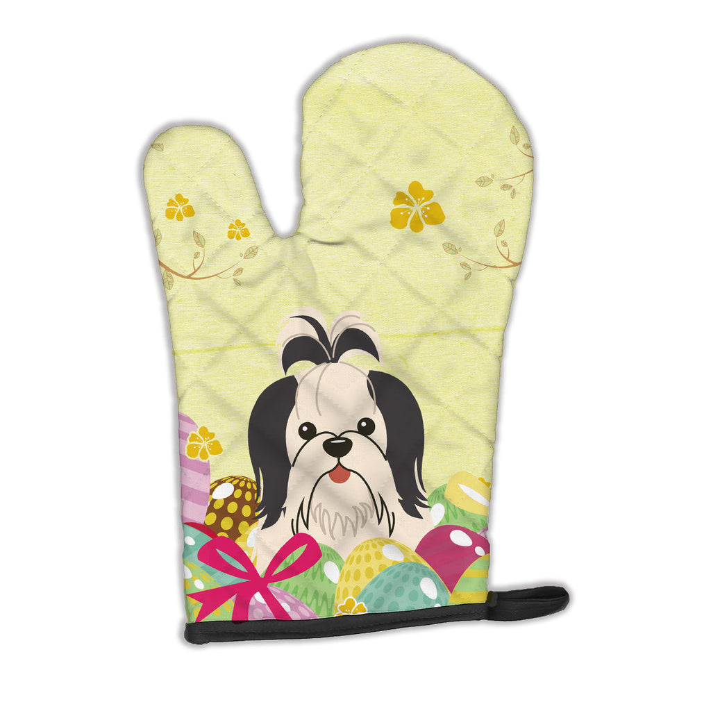 Easter Eggs Shih Tzu Black White Oven Mitt Heat Resistant Thick Oven Mitt for Hot Pans and Oven, Kitchen Mitt Protect Hands, Cooking Baking Glove