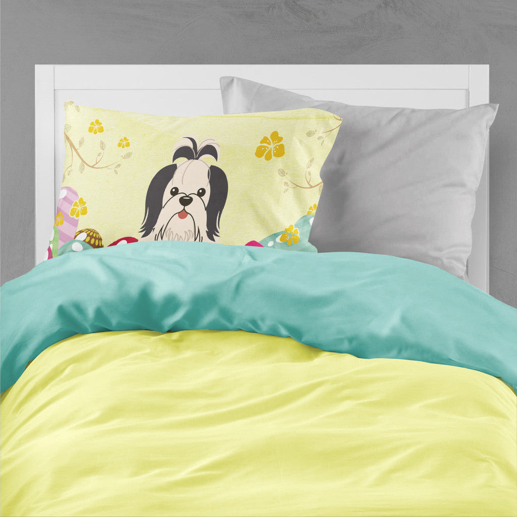 Easter Eggs Shih Tzu Black White Standard Pillowcase Lightweight Super Soft Easy Care Decorative Artwork Pillowcase, Standard