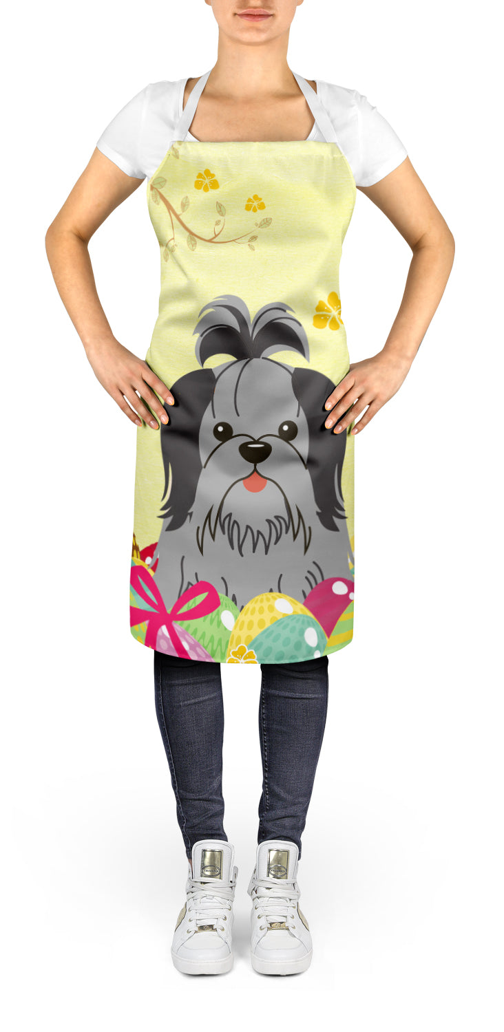 Easter Eggs Shih Tzu Black Silver Apron Cooking Kitchen Server Baking Crafts Gardening for Adult Women Men, Unisex, Large, Multicolor