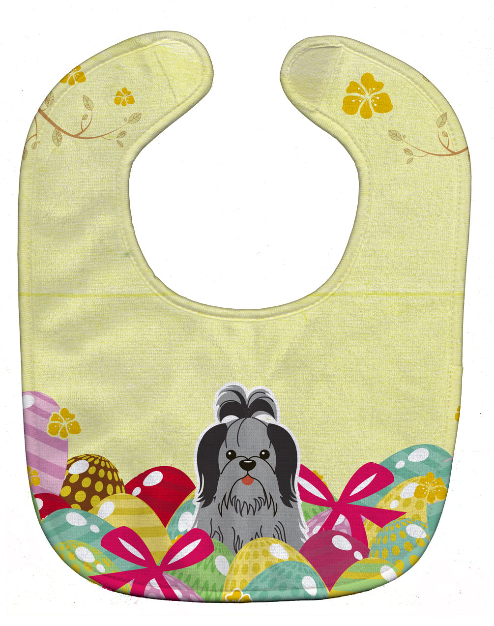 Easter Eggs Shih Tzu Black Silver Baby Bib Easy-Clean Baby Bib Baby Feeding Accessory Baby Mealtime Essential, 10 x 13, Multicolor