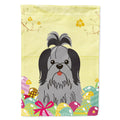 Easter Eggs Shih Tzu Black Silver House Flag 28x40 Porch Sleeve Pole Decorative Outside Yard Banner Artwork Wall Hanging, Polyester