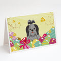 Easter Eggs Shih Tzu Black Silver Greeting Cards Pack of 8 Blank Cards with Envelopes Whimsical A7 Size 5x7