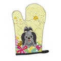 Easter Eggs Shih Tzu Black Silver Oven Mitt Heat Resistant Thick Oven Mitt for Hot Pans and Oven, Kitchen Mitt Protect Hands, Cooking Baking Glove
