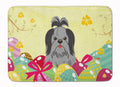 Easter Eggs Shih Tzu Black Silver Memory Foam Kitchen Mat Machine Washable Anti-Fatigue Cushion Comfort Bath or Kitchen Rug