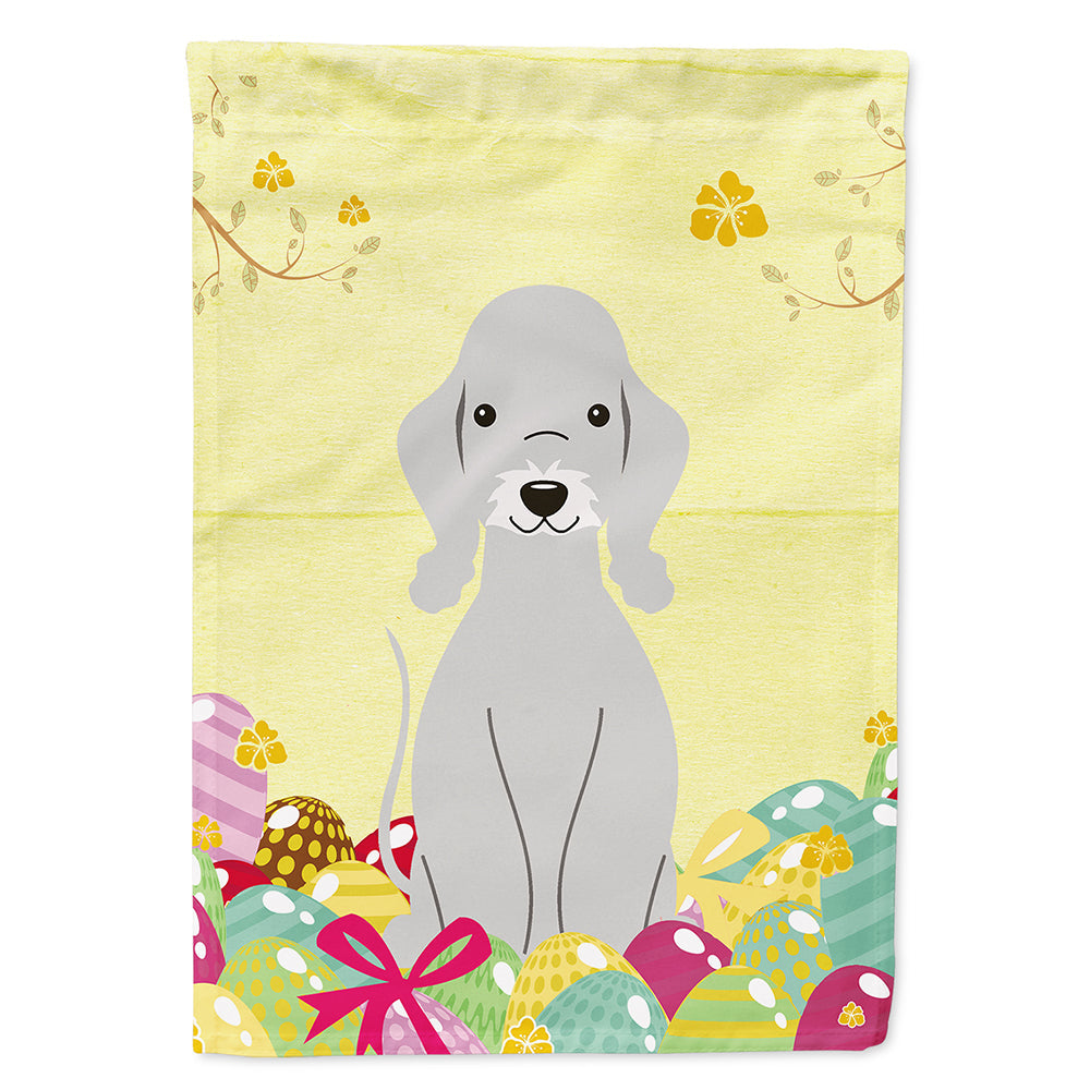 Easter Eggs Bedlington Terrier Blue House Flag 28x40 Porch Sleeve Pole Decorative Outside Yard Banner Artwork Wall Hanging, Polyester