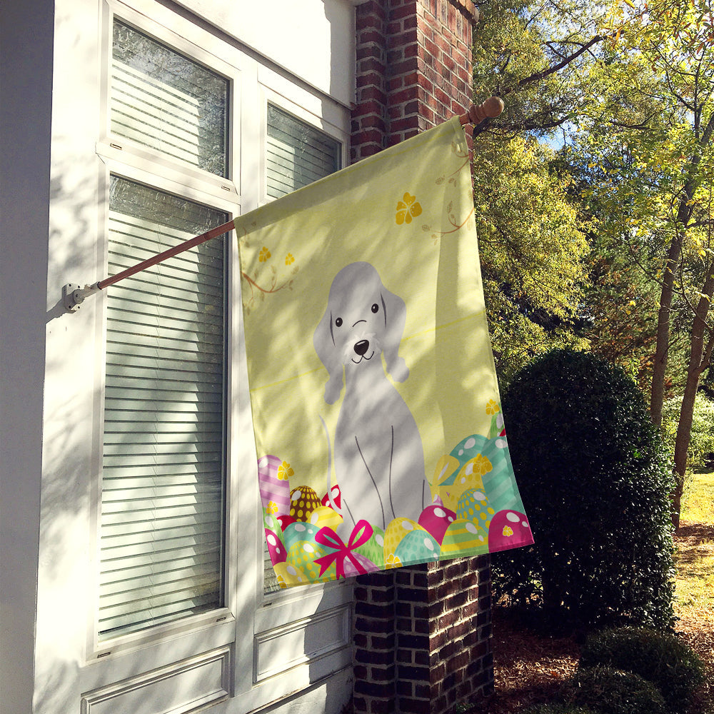 Easter Eggs Bedlington Terrier Blue House Flag 28x40 Porch Sleeve Pole Decorative Outside Yard Banner Artwork Wall Hanging, Polyester