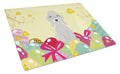 Easter Eggs Bedlington Terrier Blue Cutting Board Tempered Glass Kitchen Cutting Surface, Heat Resistant Chopping, Non-Slip Feet, Food Prep & Serving