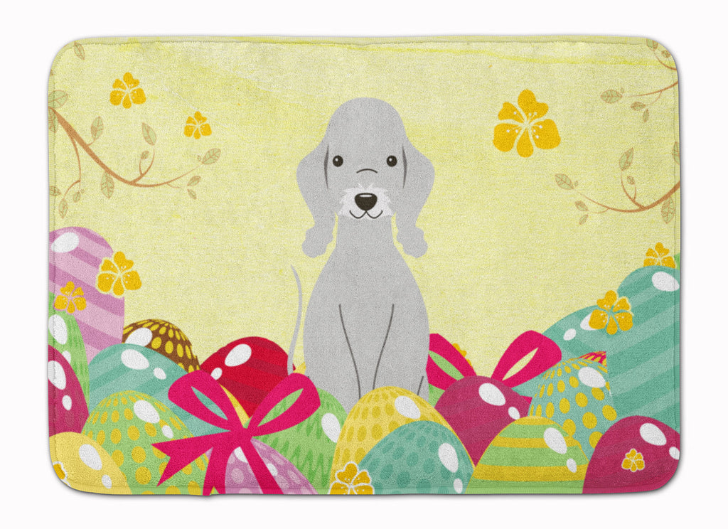Easter Eggs Bedlington Terrier Blue Memory Foam Kitchen Mat Machine Washable Anti-Fatigue Cushion Comfort Bath or Kitchen Rug