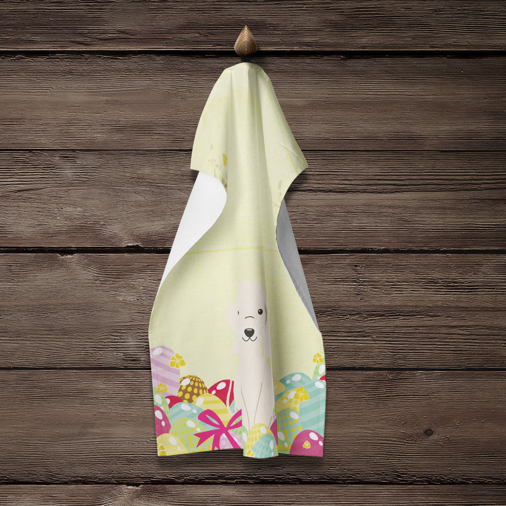 Easter Eggs Bedlington Terrier Sandy Kitchen Towel Velour Plush Front and Cotton Loop Back Machine Washable