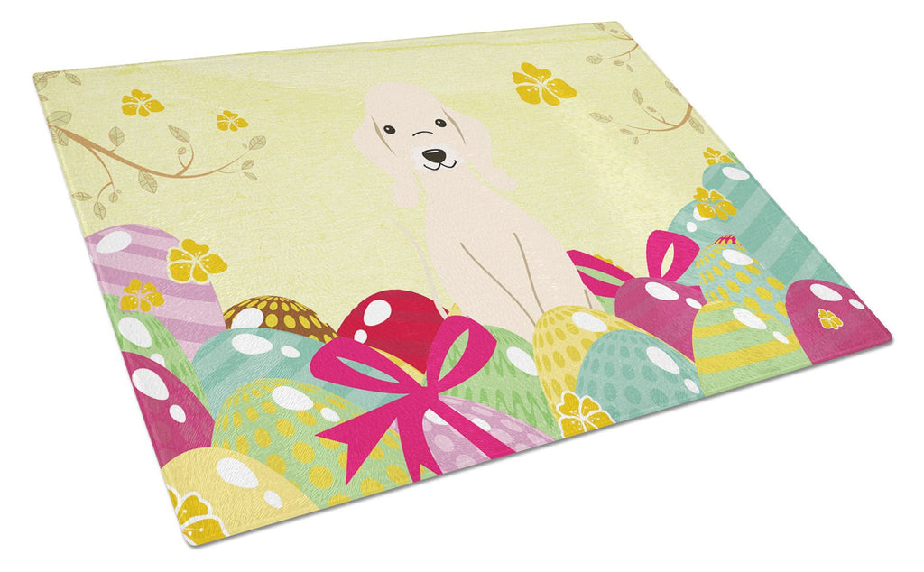 Easter Eggs Bedlington Terrier Sandy Cutting Board Tempered Glass Kitchen Cutting Surface, Heat Resistant Chopping, Non-Slip Feet, Food Prep & Serving