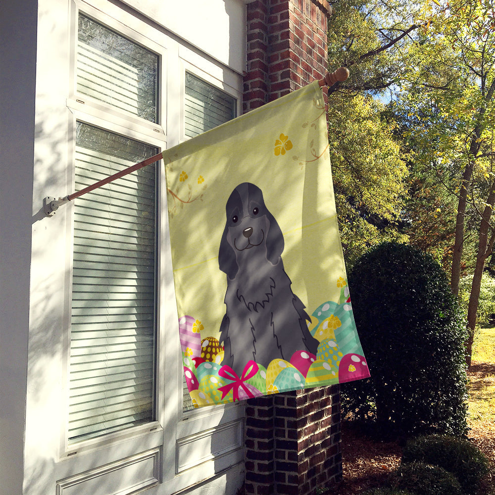 Easter Eggs Cocker Spaniel Black House Flag 28x40 Porch Sleeve Pole Decorative Outside Yard Banner Artwork Wall Hanging, Polyester