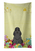 Easter Eggs Cocker Spaniel Black Kitchen Towel Velour Plush Front and Cotton Loop Back Machine Washable