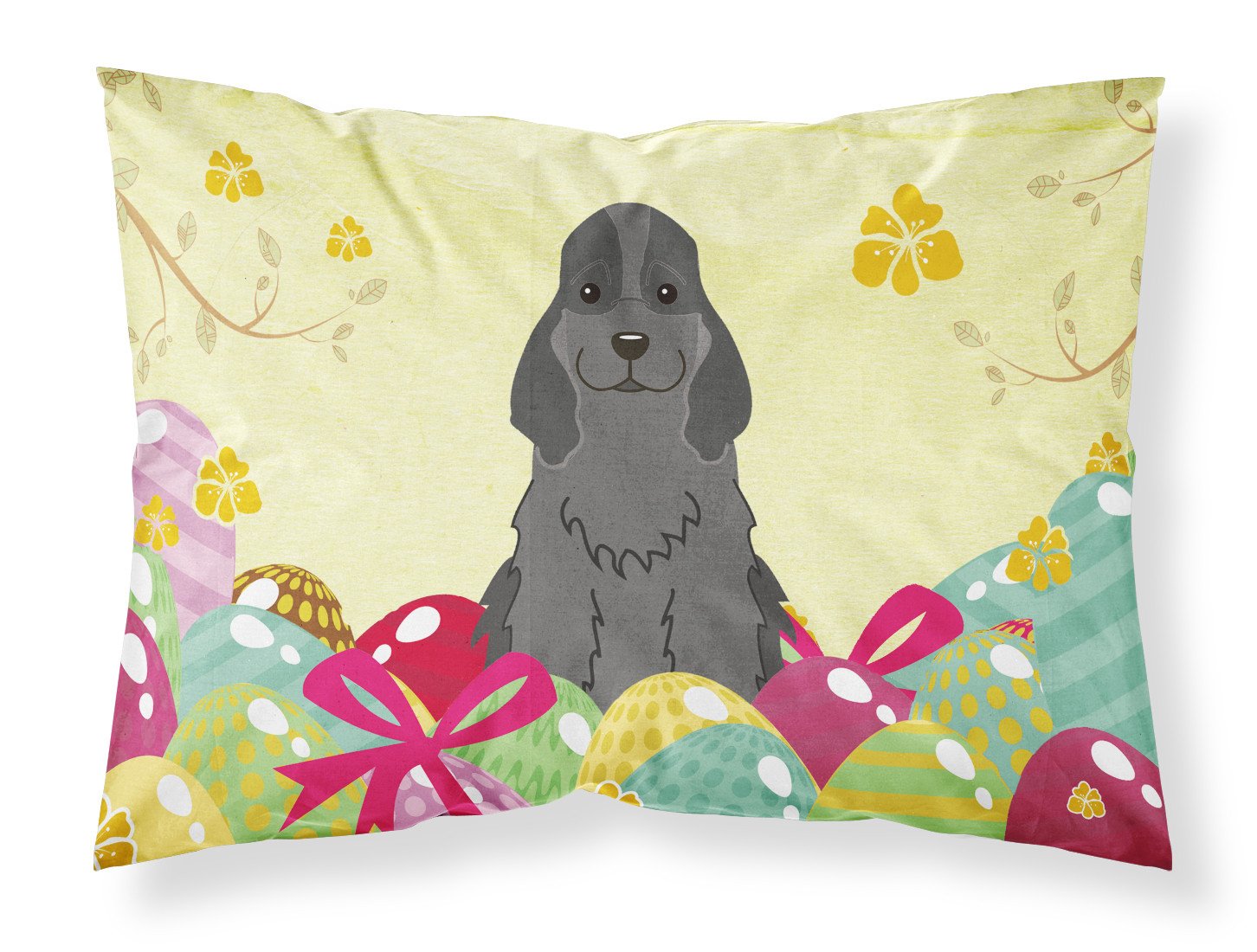 Easter Eggs Cocker Spaniel Black Standard Pillowcase Lightweight Super Soft Easy Care Decorative Artwork Pillowcase, Standard