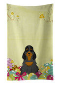 Easter Eggs Cocker Spaniel Black Tan Kitchen Towel Velour Plush Front and Cotton Loop Back Machine Washable