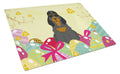 Easter Eggs Cocker Spaniel Black Tan Cutting Board Tempered Glass Kitchen Cutting Surface, Heat Resistant Chopping, Non-Slip Feet, Food Prep & Serving