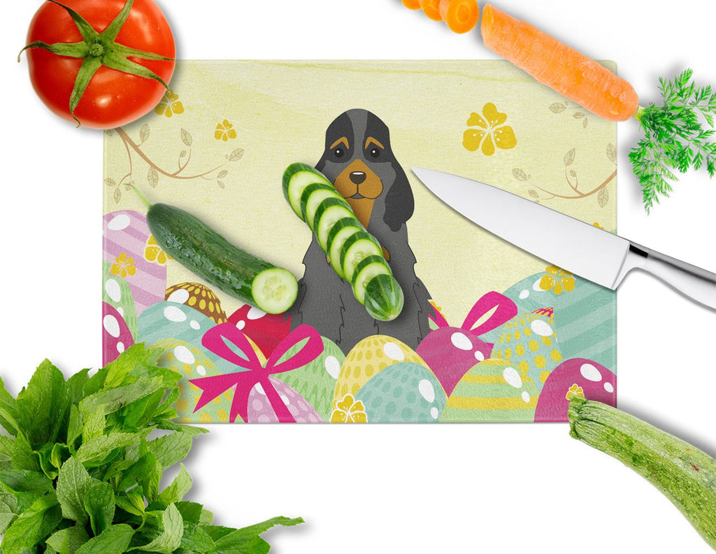 Easter Eggs Cocker Spaniel Black Tan Cutting Board Tempered Glass Kitchen Cutting Surface, Heat Resistant Chopping, Non-Slip Feet, Food Prep & Serving