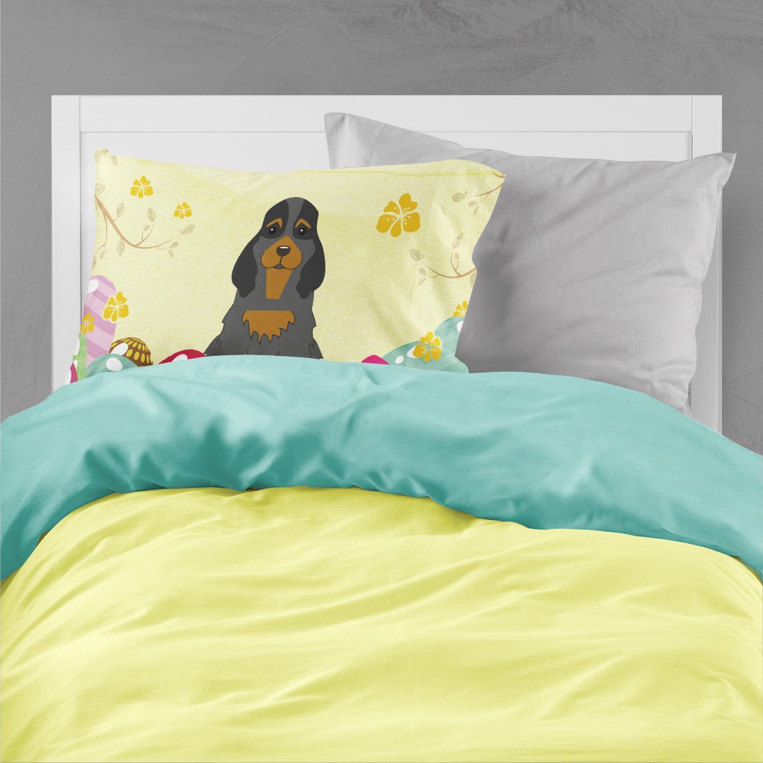 Easter Eggs Cocker Spaniel Black Tan Standard Pillowcase Lightweight Super Soft Easy Care Decorative Artwork Pillowcase, Standard