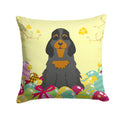 Easter Eggs Cocker Spaniel Black Tan Decorative Throw Pillow 14x14 Indoor Outdoor Accent Cushion, Fabric Cover with Insert for Sofa, Bed, Porch & Living Room