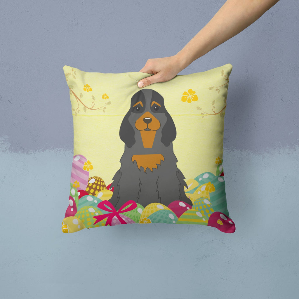 Easter Eggs Cocker Spaniel Black Tan Decorative Throw Pillow 14x14 Indoor Outdoor Accent Cushion, Fabric Cover with Insert for Sofa, Bed, Porch & Living Room