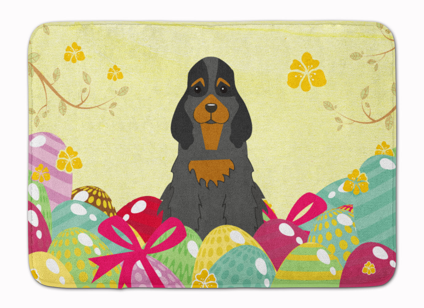 Easter Eggs Cocker Spaniel Black Tan Memory Foam Kitchen Mat Machine Washable Anti-Fatigue Cushion Comfort Bath or Kitchen Rug