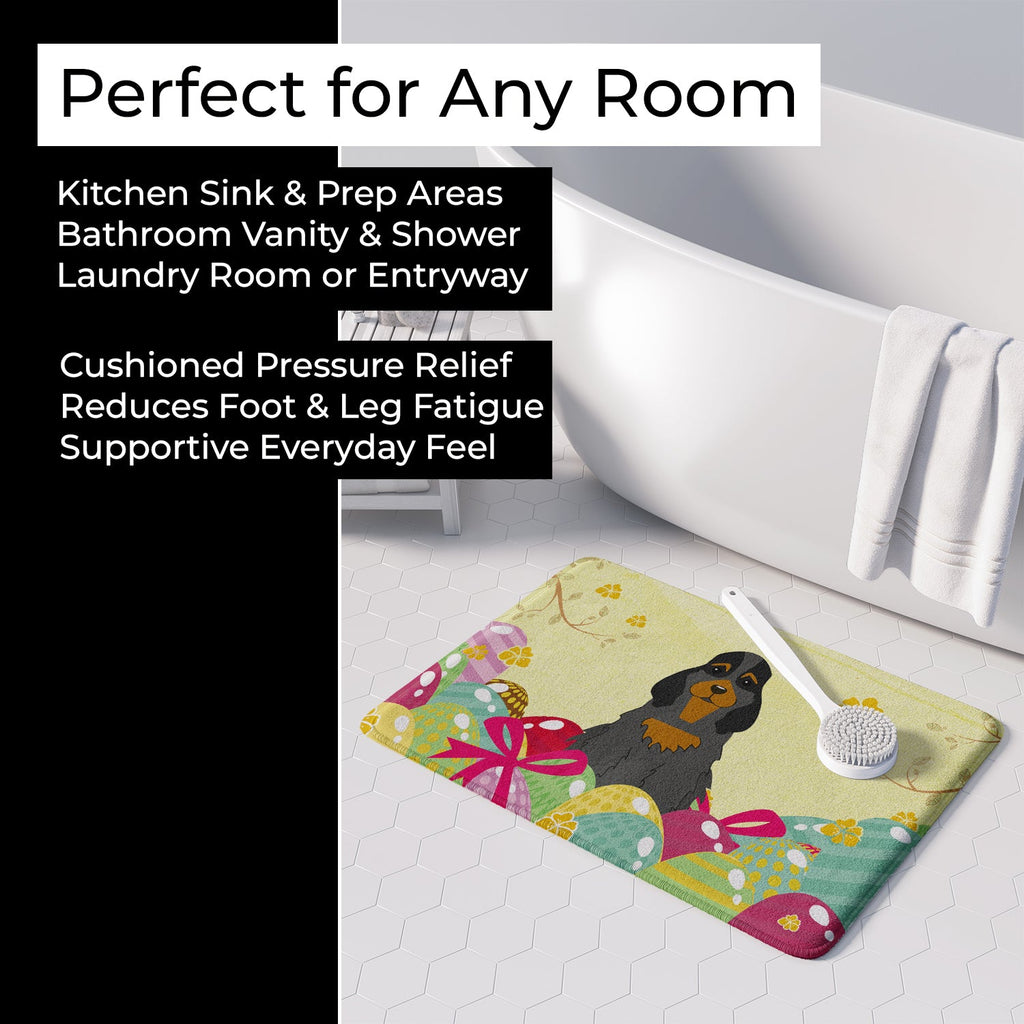 Easter Eggs Cocker Spaniel Black Tan Memory Foam Kitchen Mat Machine Washable Anti-Fatigue Cushion Comfort Bath or Kitchen Rug
