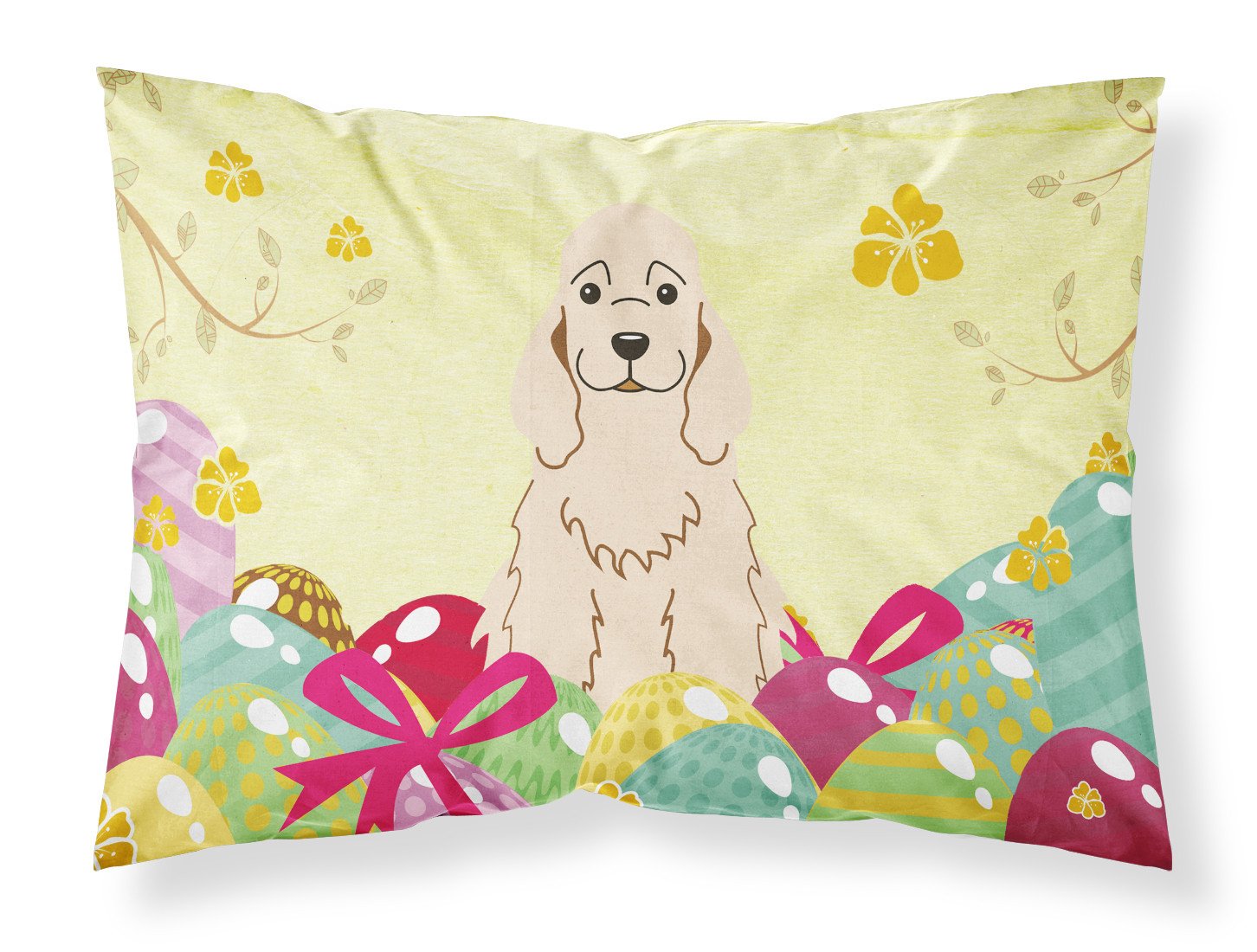Easter Eggs Cocker Spaniel Buff Standard Pillowcase Lightweight Super Soft Easy Care Decorative Artwork Pillowcase, Standard