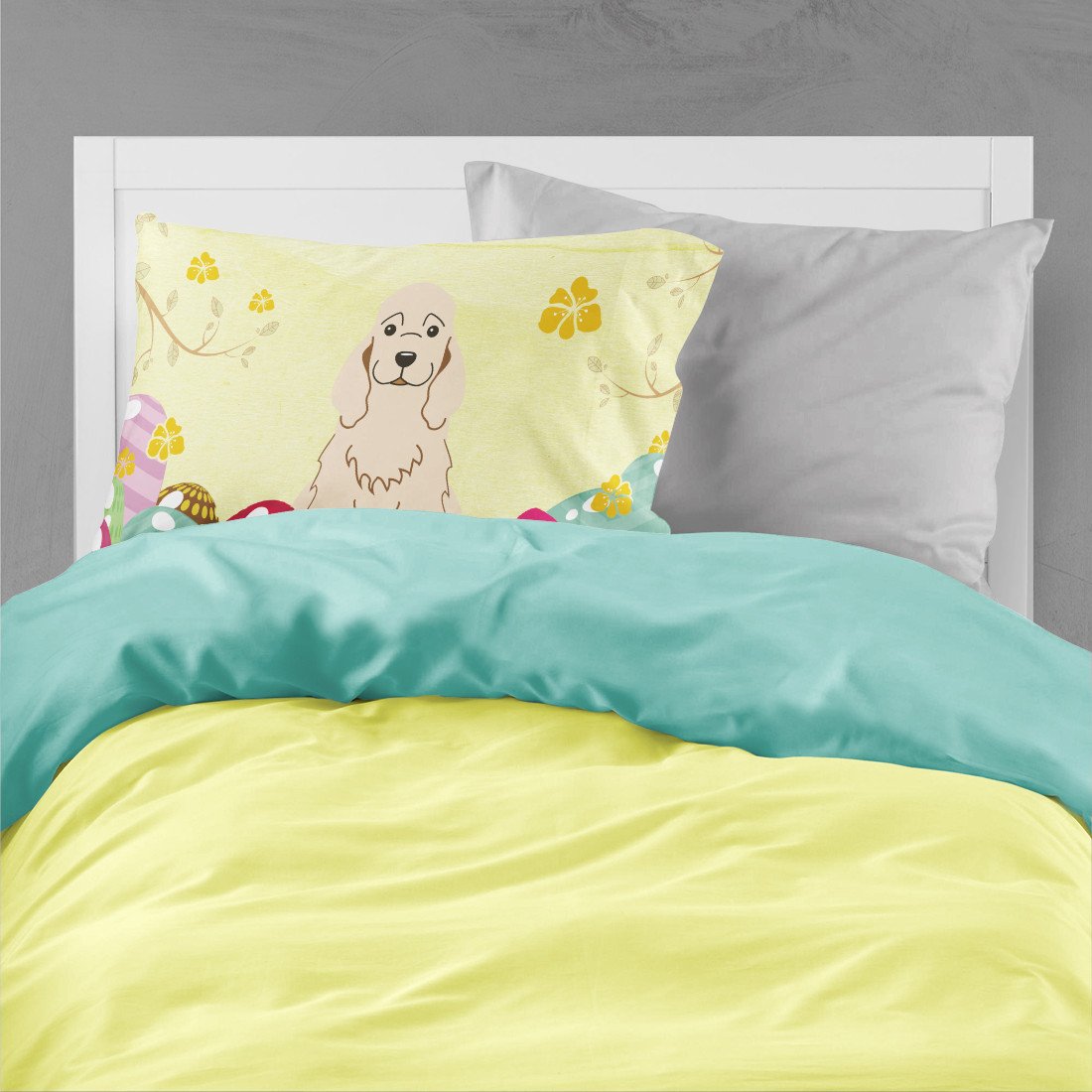 Easter Eggs Cocker Spaniel Buff Standard Pillowcase Lightweight Super Soft Easy Care Decorative Artwork Pillowcase, Standard