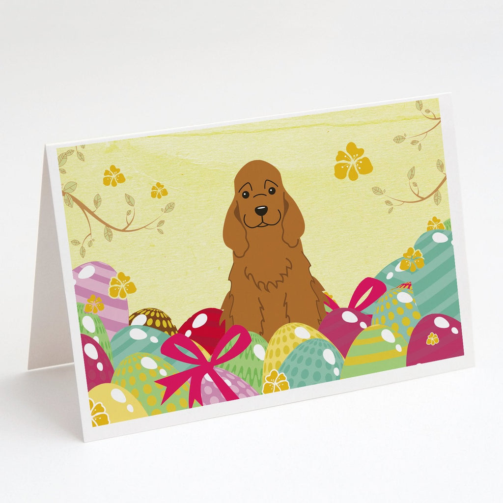 Easter Eggs Cocker Spaniel Red Greeting Cards Pack of 8 Blank Cards with Envelopes Whimsical A7 Size 5x7