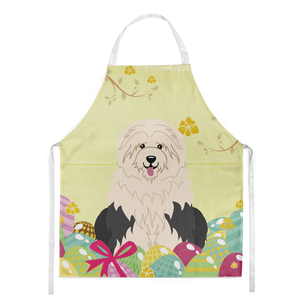 Easter Eggs Old English Sheepdog Apron Cooking Kitchen Server Baking Crafts Gardening for Adult Women Men, Unisex, Large, Multicolor