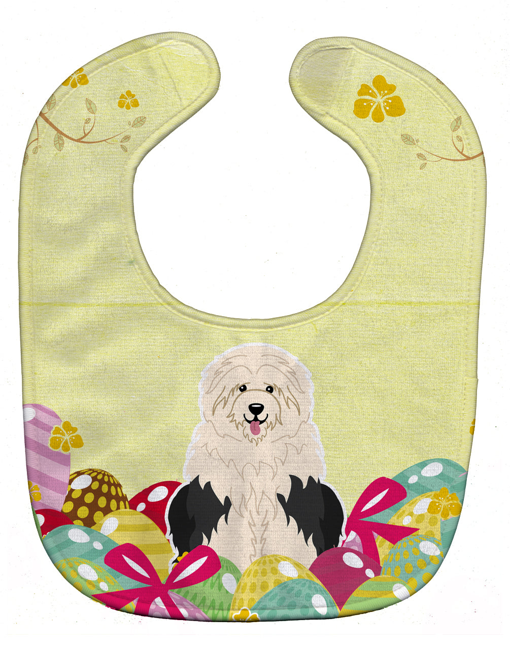 Easter Eggs Old English Sheepdog Baby Bib Easy-Clean Baby Bib Baby Feeding Accessory Baby Mealtime Essential, 10 x 13, Multicolor
