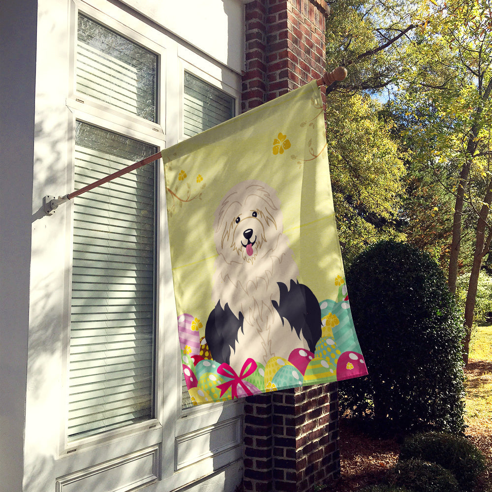 Easter Eggs Old English Sheepdog House Flag 28x40 Porch Sleeve Pole Decorative Outside Yard Banner Artwork Wall Hanging, Polyester
