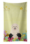 Easter Eggs Old English Sheepdog Kitchen Towel Velour Plush Front and Cotton Loop Back Machine Washable