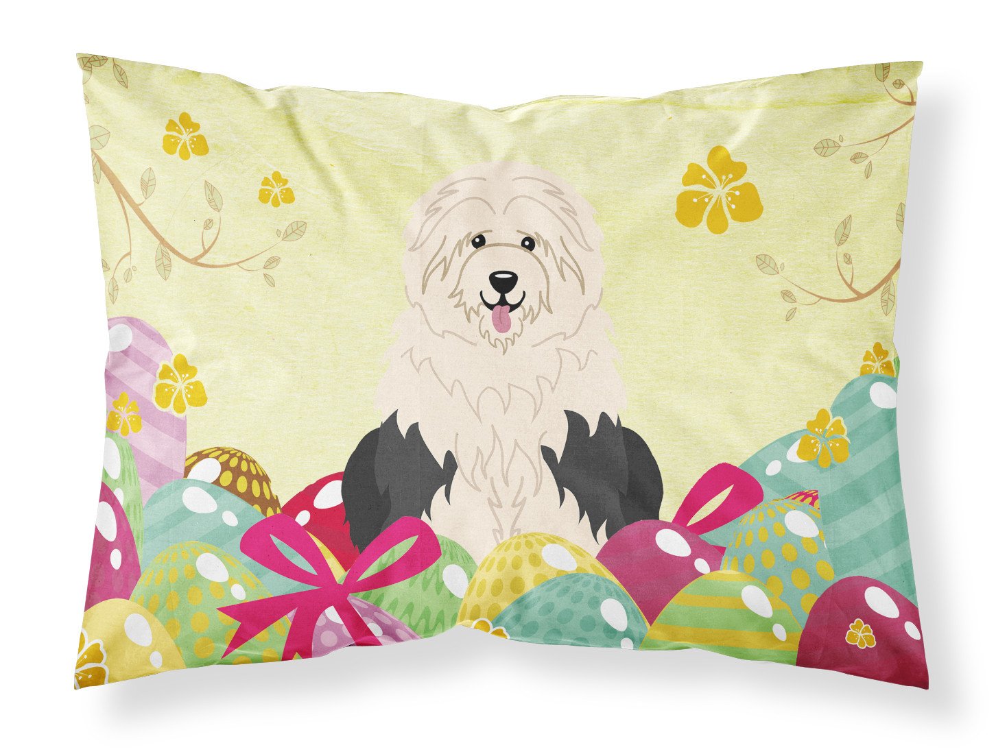 Easter Eggs Old English Sheepdog Standard Pillowcase Lightweight Super Soft Easy Care Decorative Artwork Pillowcase, Standard