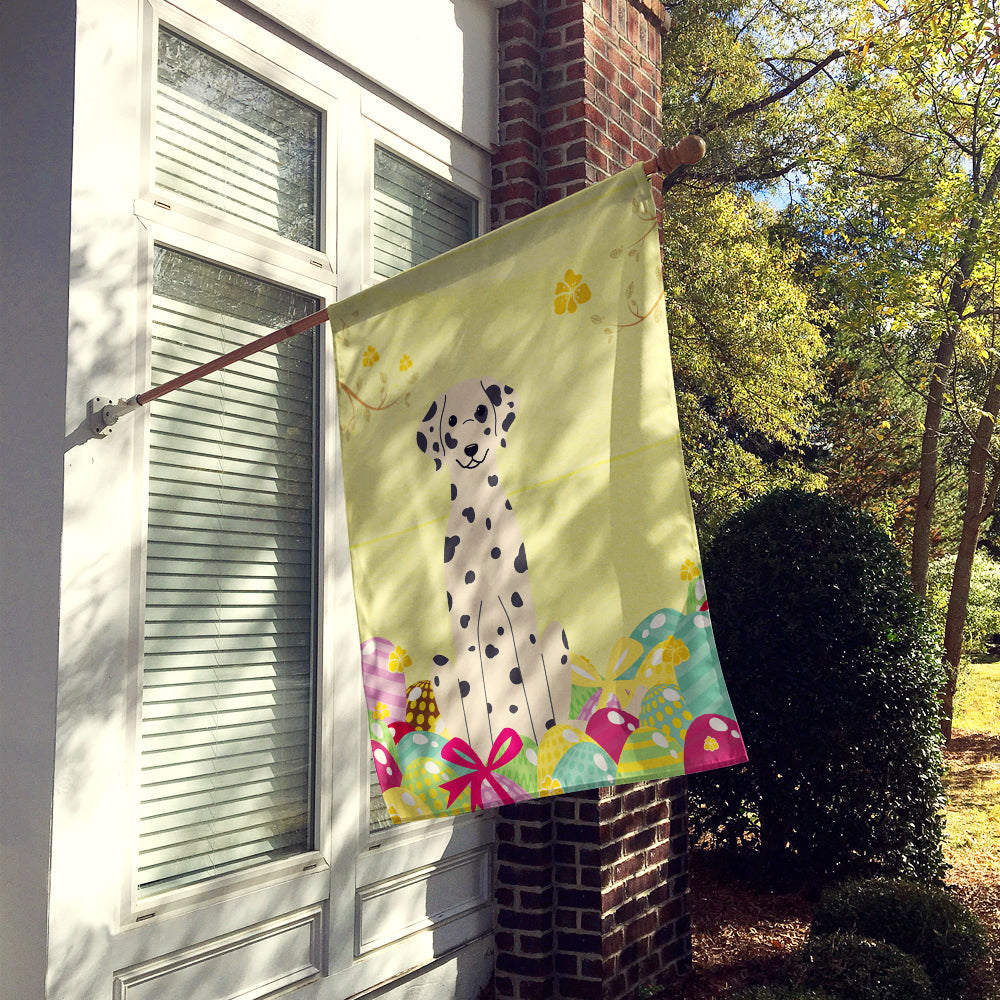 Easter Eggs Dalmatian House Flag 28x40 Porch Sleeve Pole Decorative Outside Yard Banner Artwork Wall Hanging, Polyester