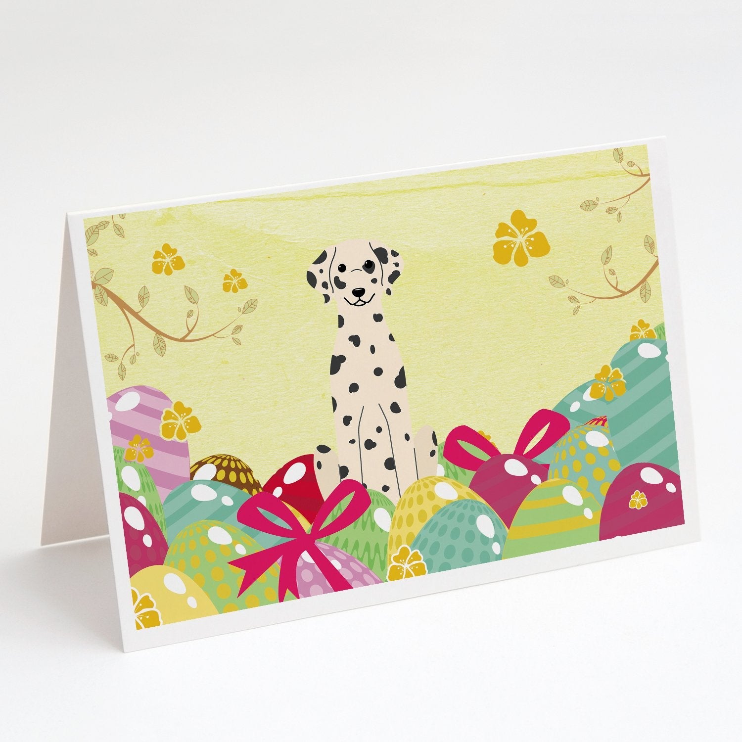 Easter Eggs Dalmatian Greeting Cards Pack of 8 Blank Cards with Envelopes Whimsical A7 Size 5x7