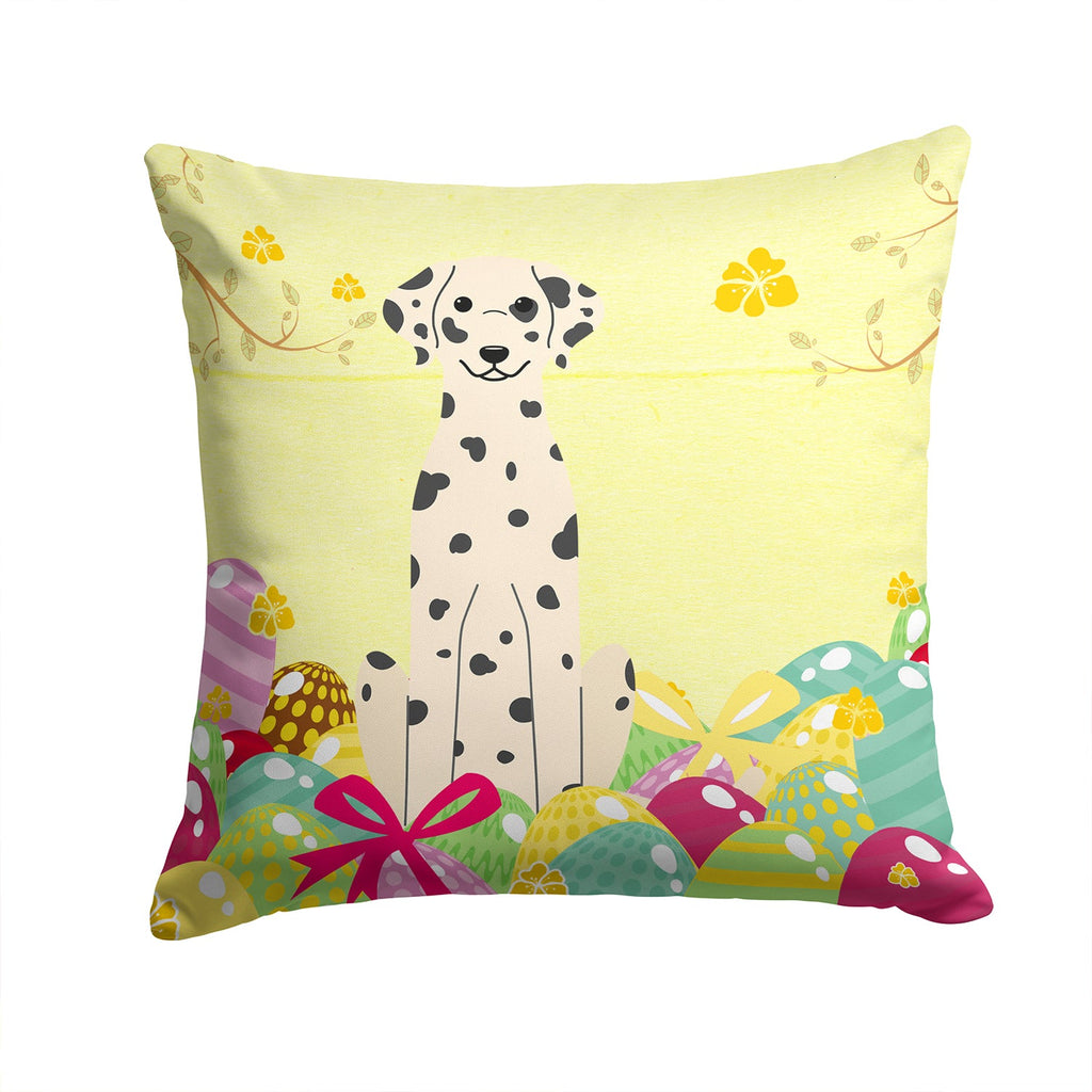 Easter Eggs Dalmatian Decorative Throw Pillow 14x14 Indoor Outdoor Accent Cushion, Fabric Cover with Insert for Sofa, Bed, Porch & Living Room